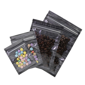 One Side Clear Zip Lock Pouches Eco-friendly Aluminum Foil Heat sealing Flat Bottom Glossy Black Mylar Package Bags