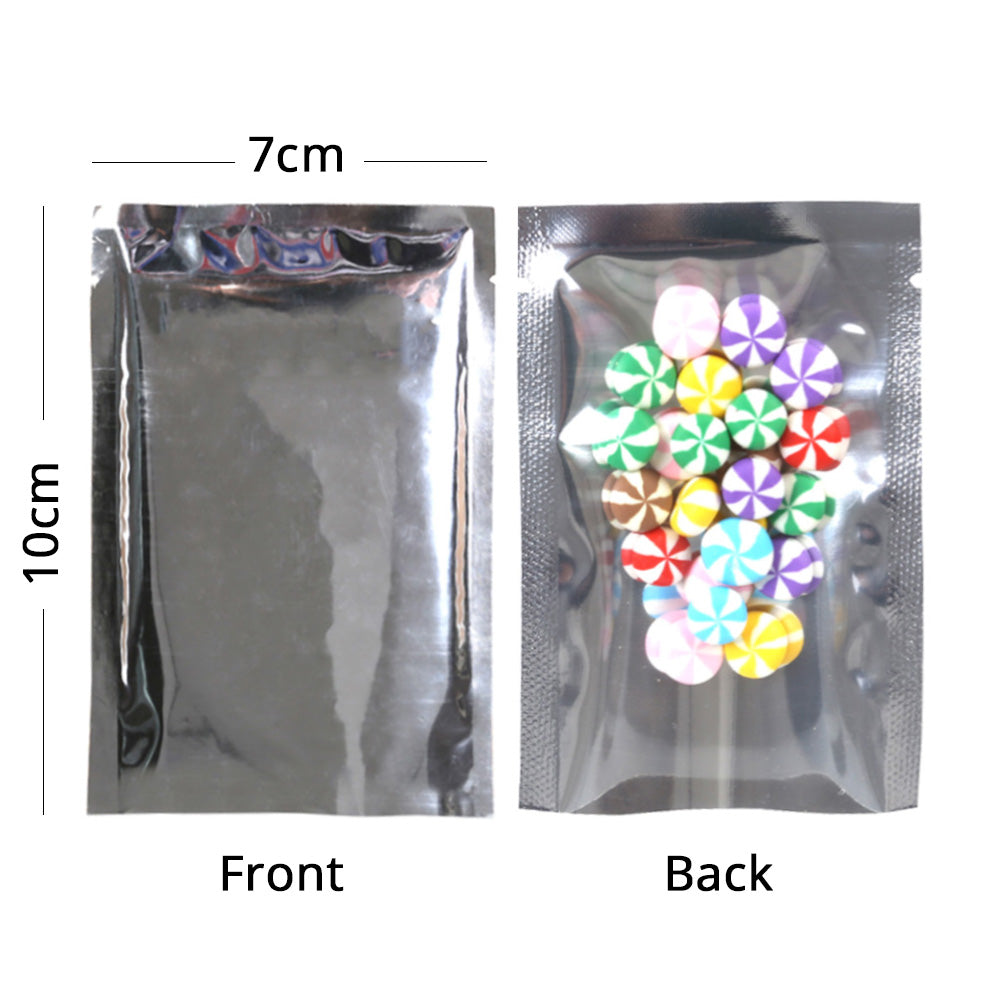 Aluminum Foil Vacuum Open Top Heat Seal Pouches Reusable Gossy Silver Flat Various Size Sachet