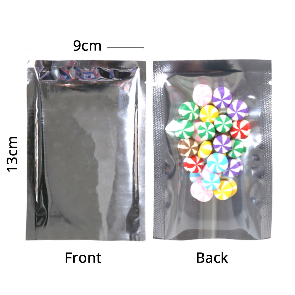 Aluminum Foil Vacuum Open Top Heat Seal Pouches Reusable Gossy Silver Flat Various Size Sachet