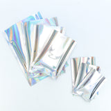 Open Top Flat Holographic Food Mylar Packaging Bags Reusable One Side Clear Foil Heat Seal vacuum Sachet