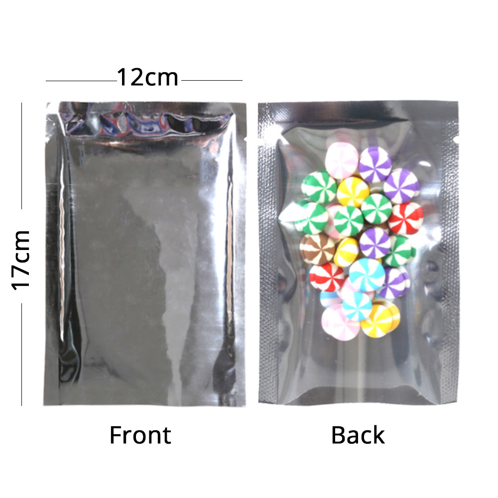 Aluminum Foil Vacuum Open Top Heat Seal Pouches Reusable Gossy Silver Flat Various Size Sachet