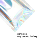 Open Top Flat Holographic Food Mylar Packaging Bags Reusable One Side Clear Foil Heat Seal vacuum Sachet