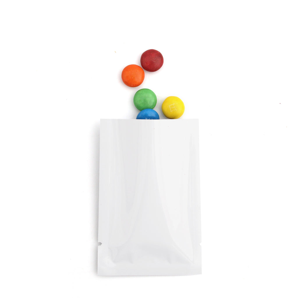 Glossy White Aluminum Foil Heat Seal Mylar Package Bags Open Top Vacuum Candy Snack Coffee Bean Storage