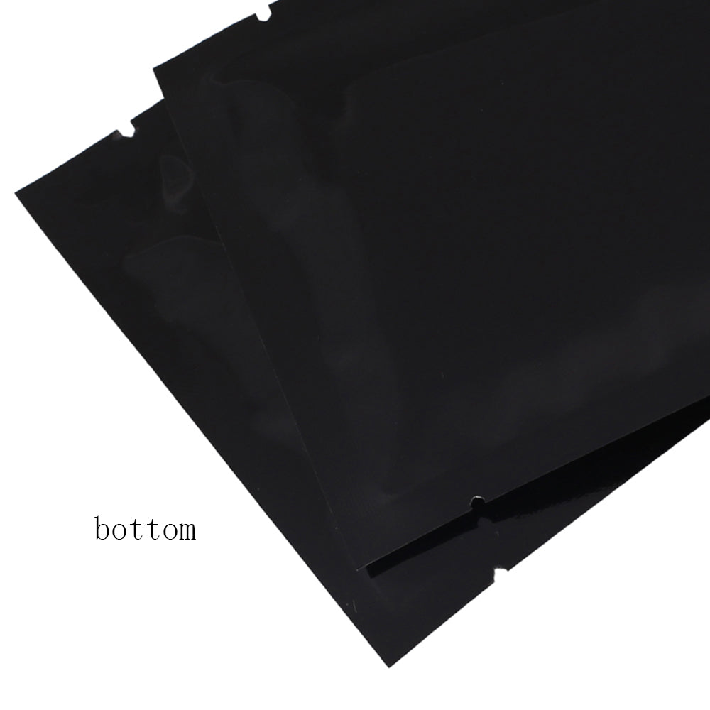 Aluminum Foil Heat Seal Vacuum Glossy Black Mylar Sachet Open Top Flat Candy Coffee Tea Bags