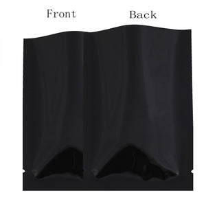 Aluminum Foil Heat Seal Vacuum Glossy Black Mylar Sachet Open Top Flat Candy Coffee Tea Bags