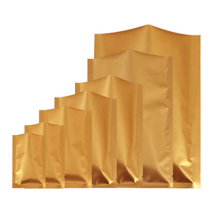 Matte Gold Various SIzes Flat Foil Mylar Packaging Bags Reusable Wate Proof Vacuum Food Snack Storage Sachet