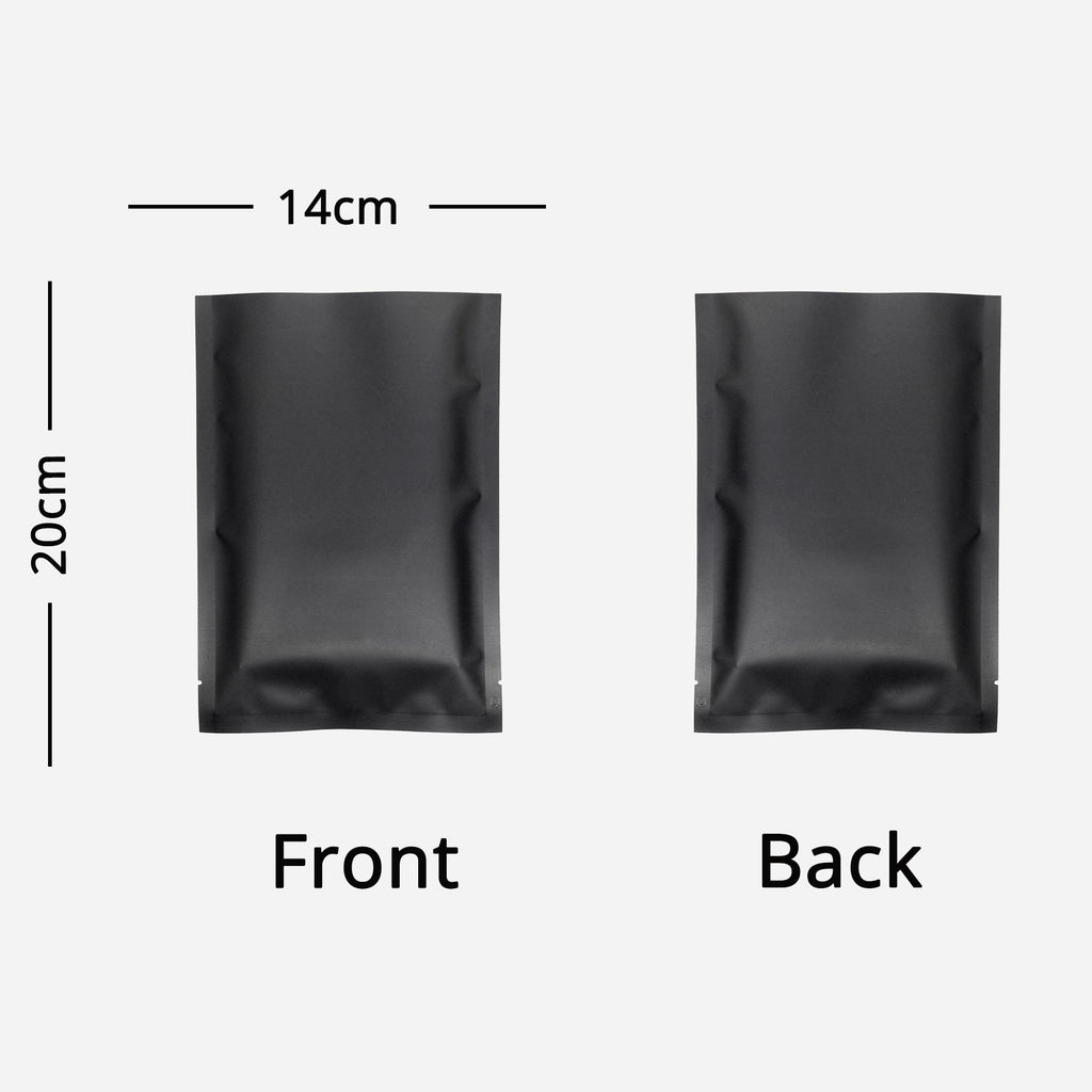 Matte Black Flat Open Top Heat Sealing Snacks Pack Pouches Various Sizes Vacuum Smell Proof Mylar Bags
