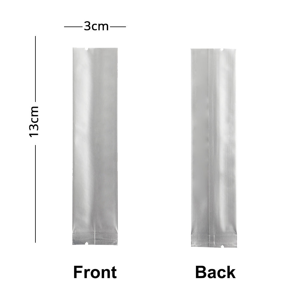 Cuatom Printed:Flat Matte White Silver Blue Long Coffee Powder Package Bags Aluminum Foil Heat Seal Mylar Pouches