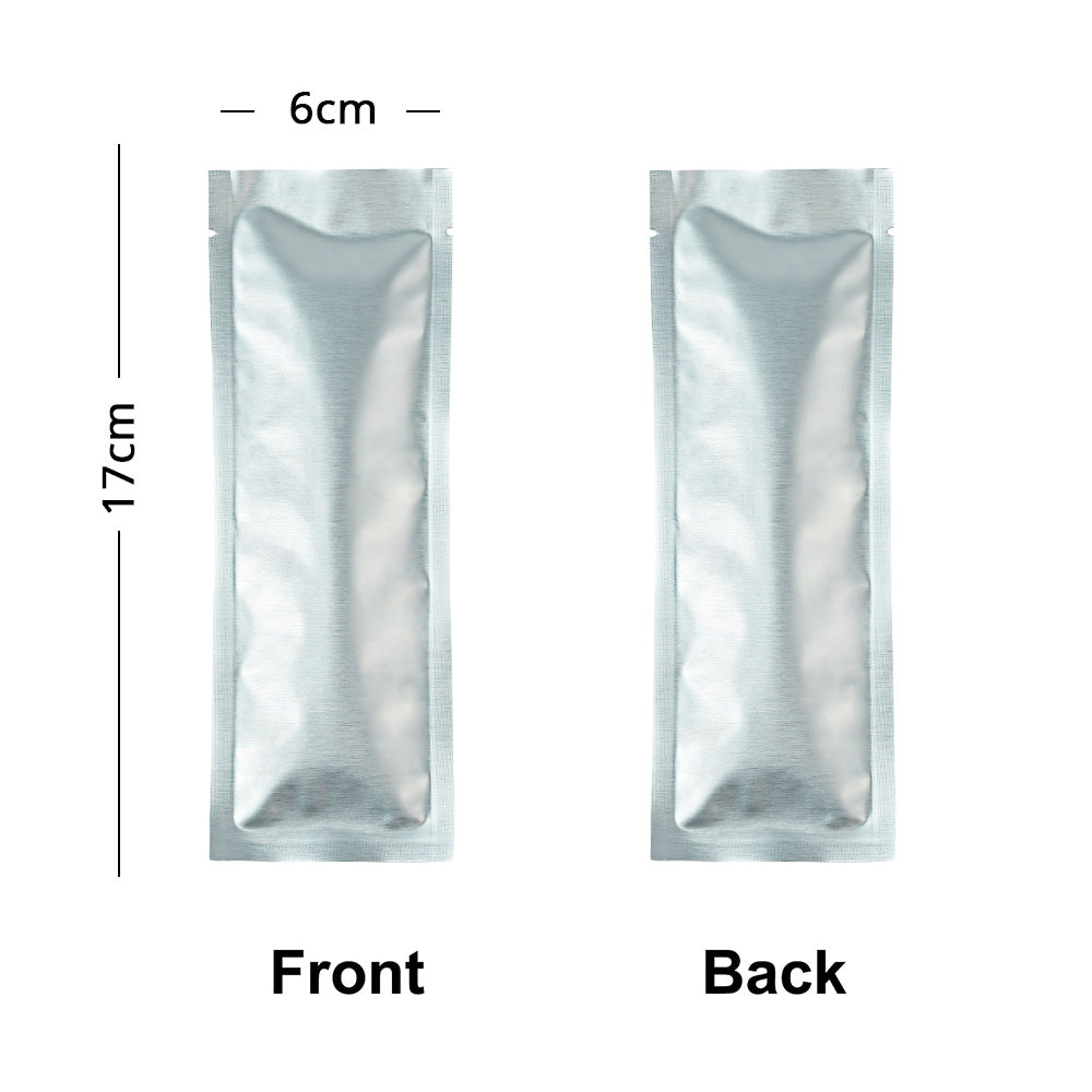 6x17cm Open Top Aluminum Foil Matte Silver Red Blue Purple Pouches Reusable Heat Seal Vacuum Long Size Coffee Bean Mylar Packaging Bags