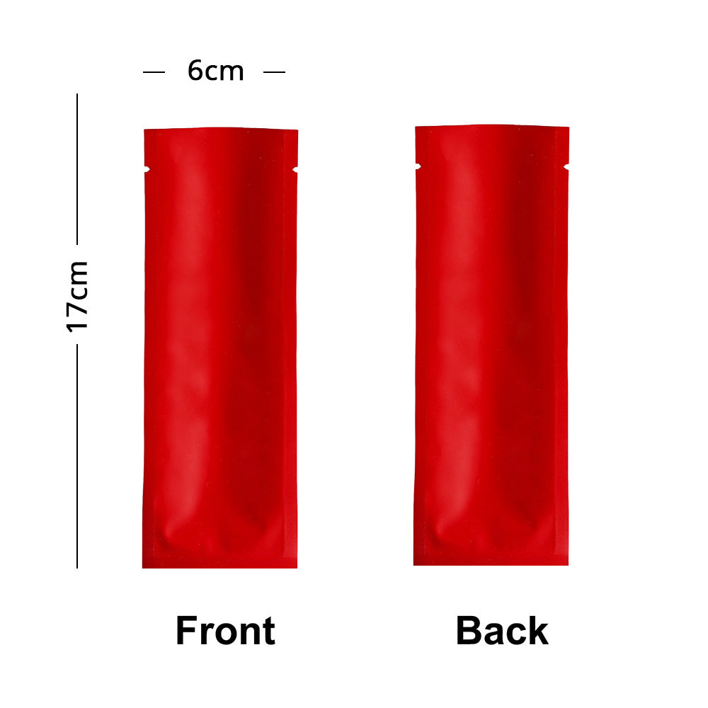 6x17cm Open Top Aluminum Foil Matte Silver Red Blue Purple Pouches Reusable Heat Seal Vacuum Long Size Coffee Bean Mylar Packaging Bags