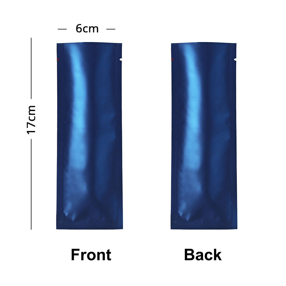 6x17cm Open Top Aluminum Foil Matte Silver Red Blue Purple Pouches Reusable Heat Seal Vacuum Long Size Coffee Bean Mylar Packaging Bags