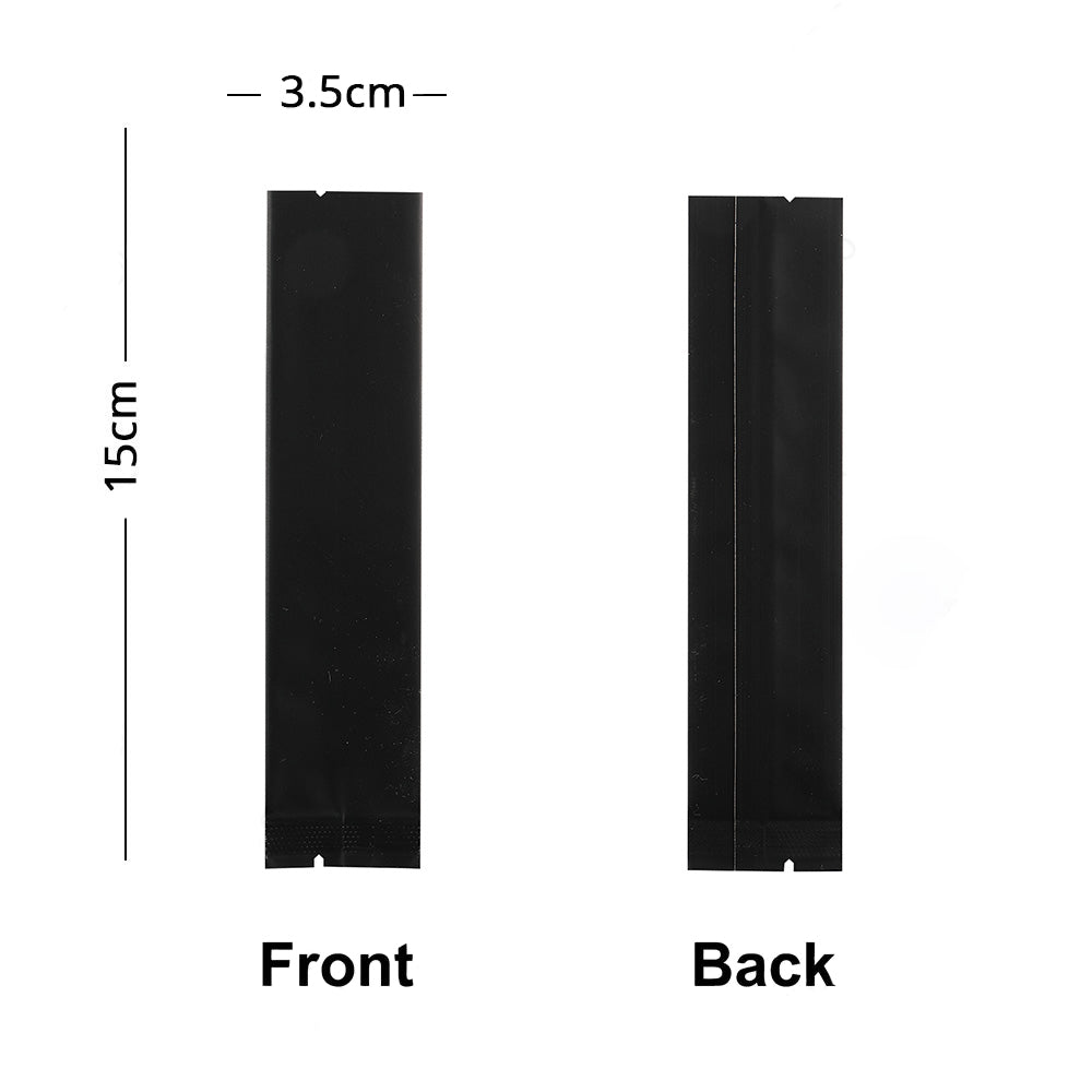 100pcs Matte Black Coffee Sugar Pouches Various Size Open Top Powder Storage Reusable Aluminum Foil Heat Seal Mylar Package Bags