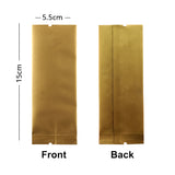100pcs Matte Gold Aluminum Foil Flat Pouches Various Sizes Open Top Bag Long Size Coffee Printed Heat Seal Mylar Packing Bags
