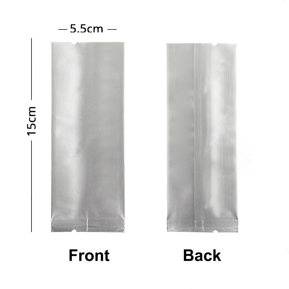 Cuatom Printed:Flat Matte White Silver Blue Long Coffee Powder Package Bags Aluminum Foil Heat Seal Mylar Pouches
