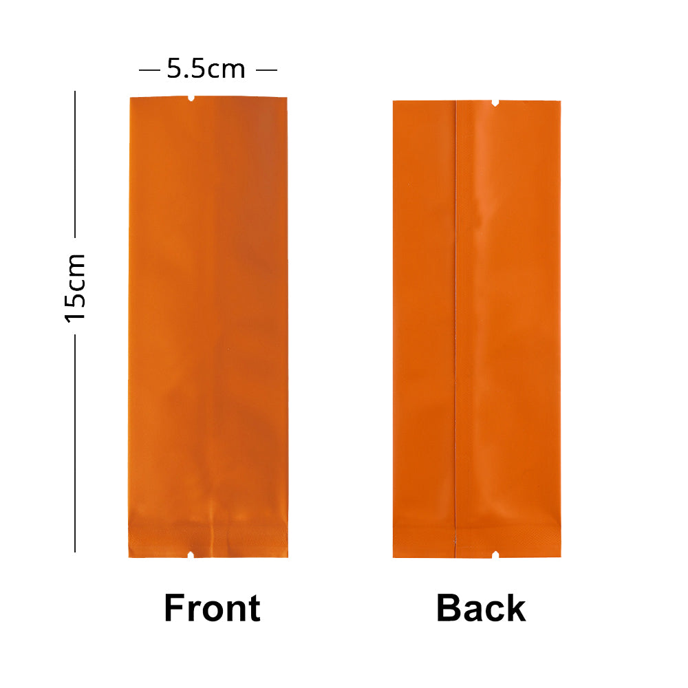 100pcs Matte Orange Long Strip Coffee Beans Milk Powder Packaging Bags Aluminum Foil Small Heat Sealed Pouches Storage Plastic