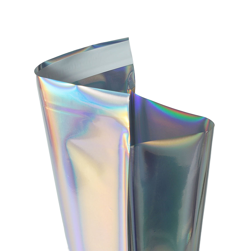 100PCS Holographic Silver Aluminum Foil Self-Sealing Plastic Pouches Open Top Flat Glossy Adhesive Courier Toy Packaging Bags
