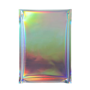 100PCS Holographic Silver Aluminum Foil Self-Sealing Plastic Pouches Open Top Flat Glossy Adhesive Courier Toy Packaging Bags
