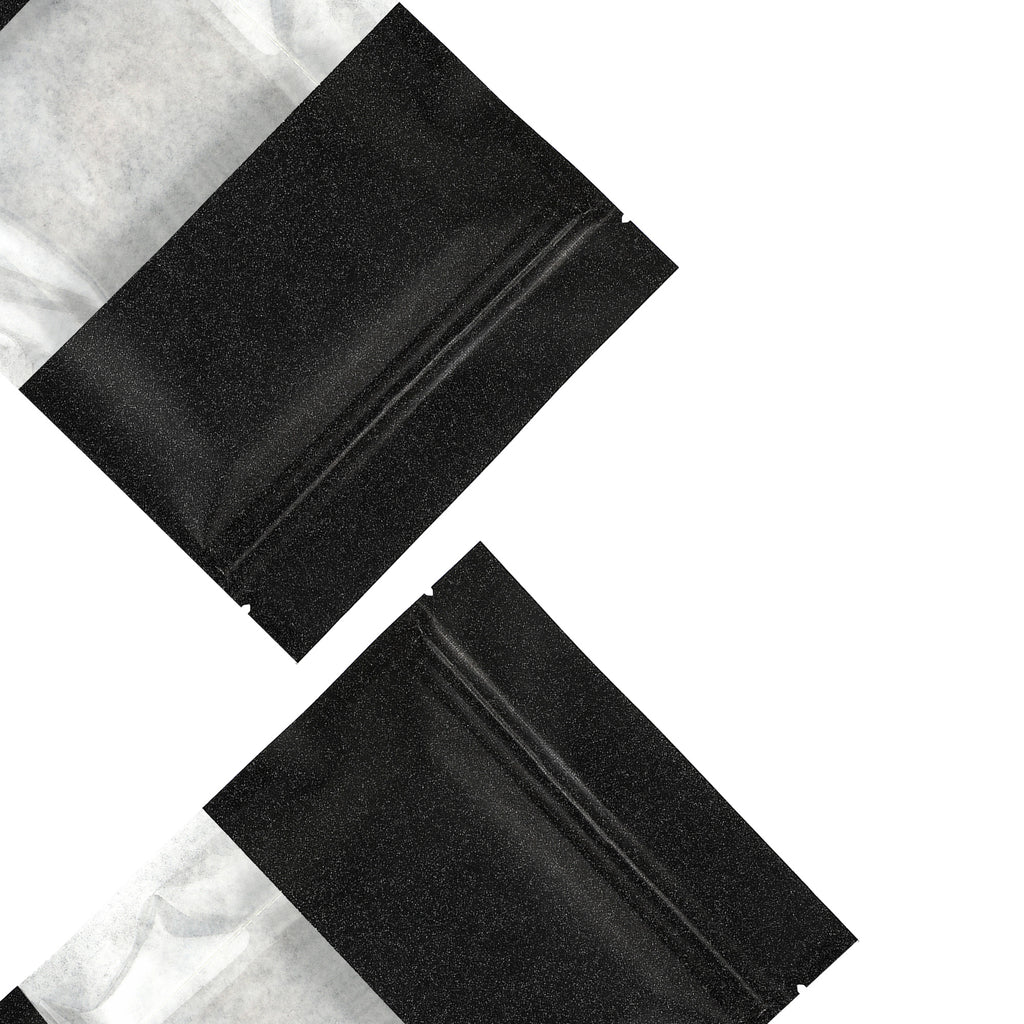 100pcs Matte Black Flat Paper Zip Lock Pouches Reusable Smell Proof Right Angle Sachet Heat Seal Mylar Bags With Clear Window