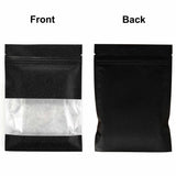 100pcs Matte Black Flat Paper Zip Lock Pouches Reusable Smell Proof Right Angle Sachet Heat Seal Mylar Bags With Clear Window