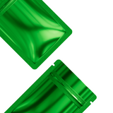 Glossy Green Flat Bottom Zip Lock Mylar Bags Eco-friendly Round Corner Aluminum Foil Heat Seal Coffee Bean Zipper Pouches