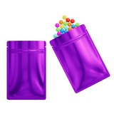 Glossy Purple Aluminum Foil Coffee Bean Snack Pouches Reusable Round Corner Heat Seal Flat Bottom Zipper Lock Mylar Bags