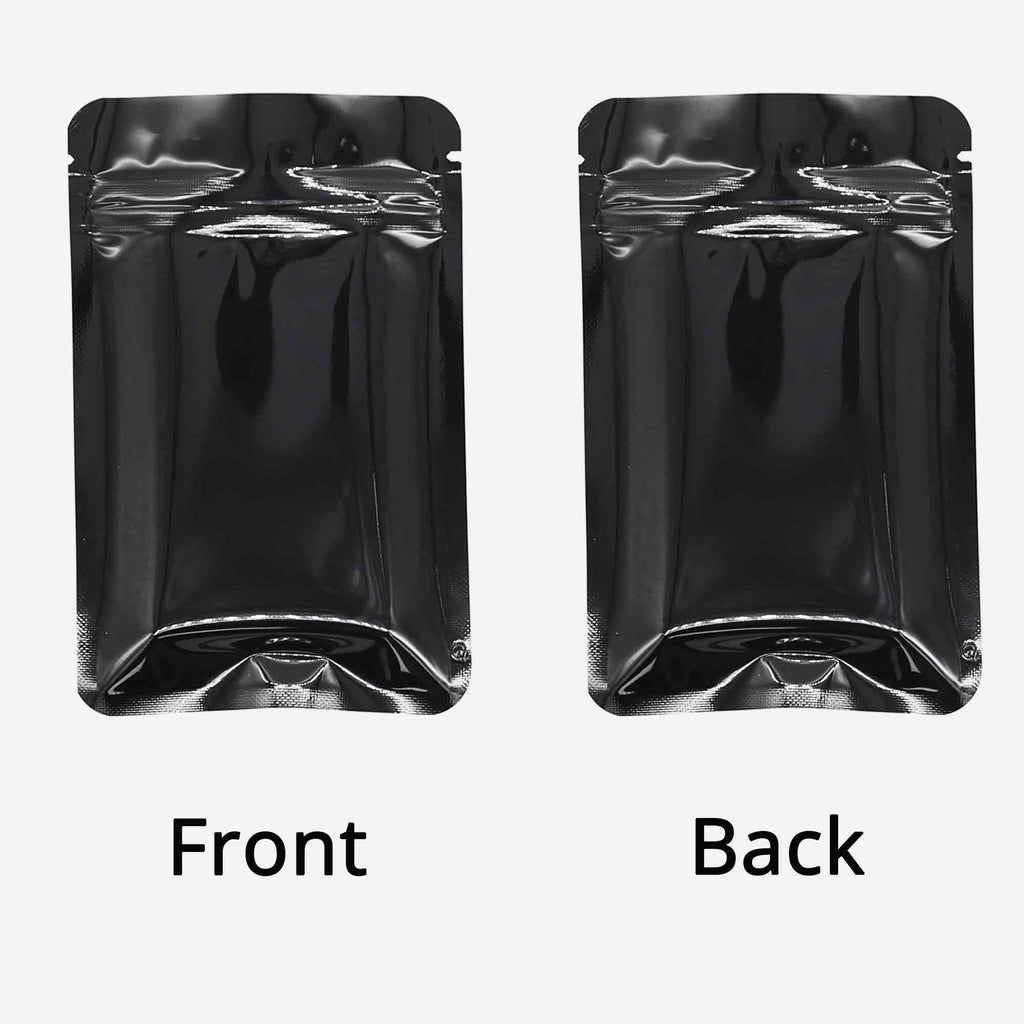 8.5x13cm 10x15cm Glossy Black Flat Bottom Heat Seal Smell Proof Small Mylar Bags Aluminum Foil Food Snack Coffee Bean Zipper Lock Pouches