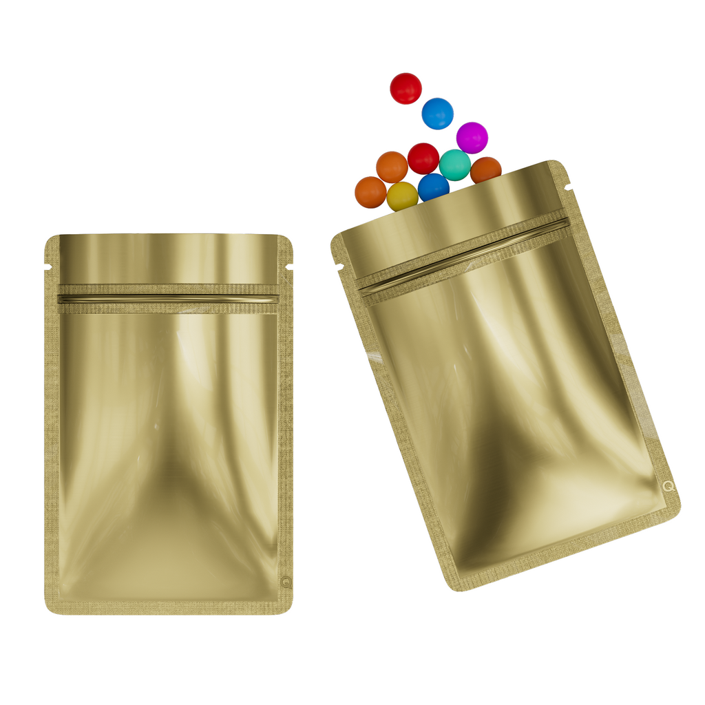 Flat Bottom Aluminum Foil Vacuum Ziplock Bag Smell Proof Glossy Heat Sealing Zip Lock Pouches Mylar Storage Bags