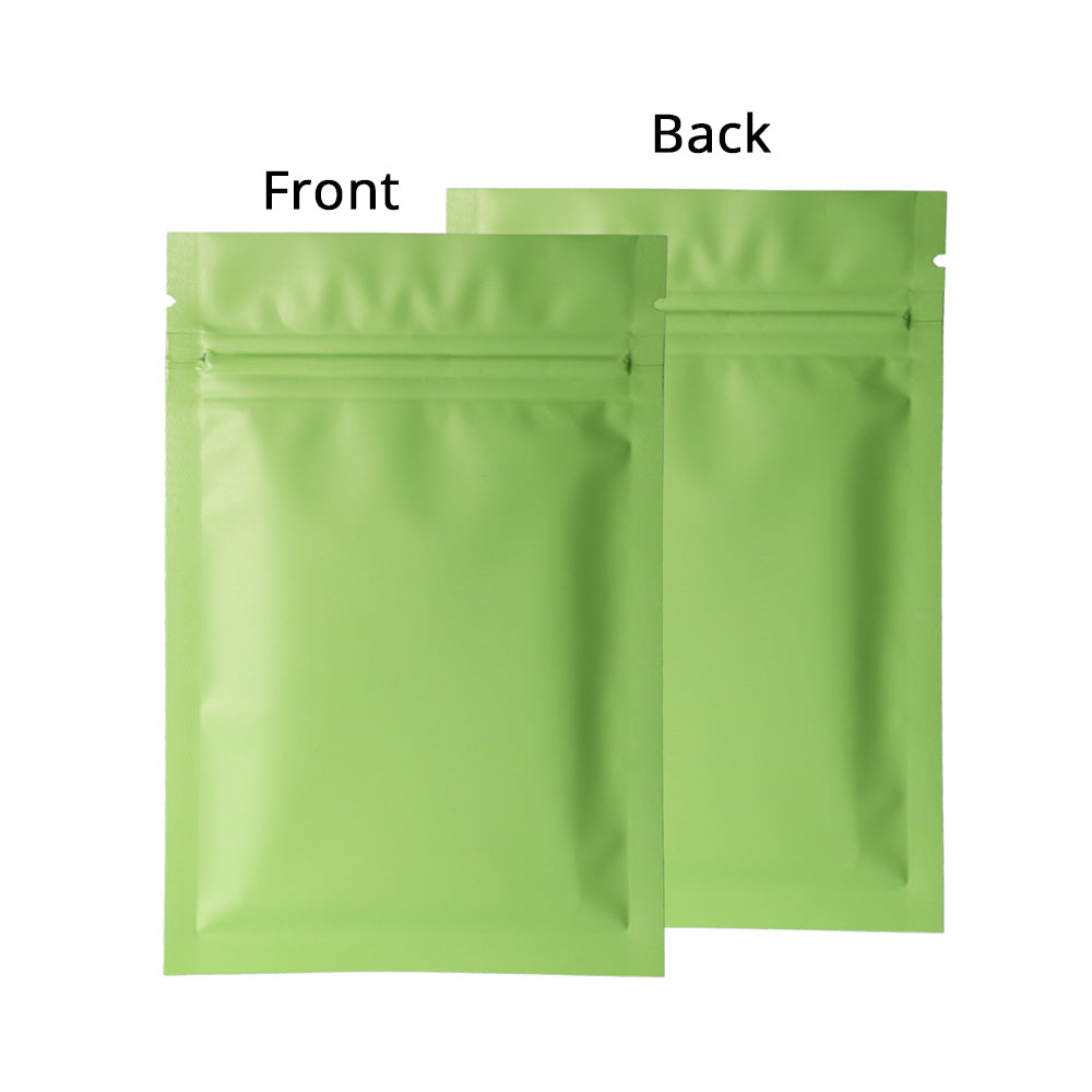 Aluminum Foil Flat Bottom Matte Green Mylar Bags Resealable Heat Sealing Zip Lock Pouches with Tear Notch