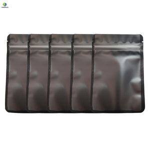 Matte Black One Side Frosted Transparent Mylar Package Bags Resealable Aluminum Foil Heat Seal Flat Bottom Zip Lock Pouch