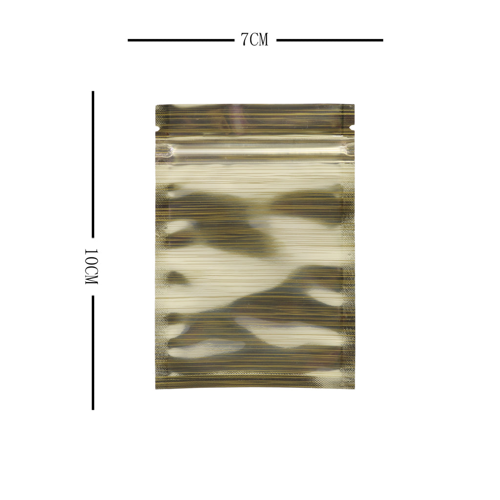 High Quality Glossy Gold Aluminum Foil Ziplock Pouches Smell Proof One Side Clear Flat Bottom Myalr Package Bags