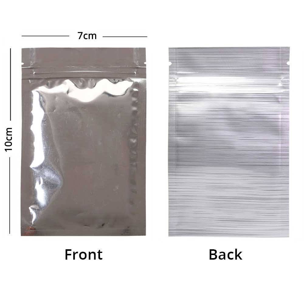Various Size Glossy Silver Aluminum Foil Mylar Package Bags Smell Proof Sealing Flat Bottom Ziplock Pouches