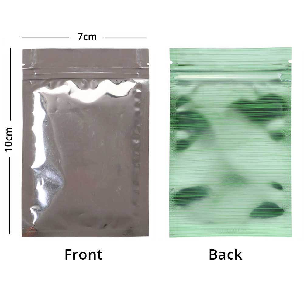 Flat Bottom Glossy Green Mylar Bags Aluminum Foil High Quality Heat Seal Ziplock Pouches With Window