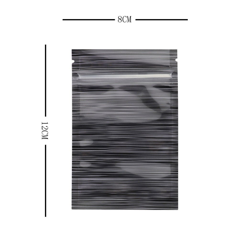 One Side Clear Zip Lock Pouches Eco-friendly Aluminum Foil Heat sealing Flat Bottom Glossy Black Mylar Package Bags