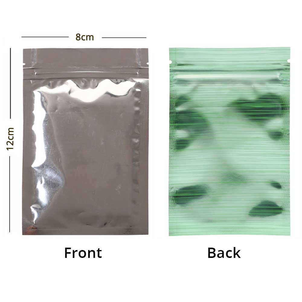 Flat Bottom Glossy Green Mylar Bags Aluminum Foil High Quality Heat Seal Ziplock Pouches With Window