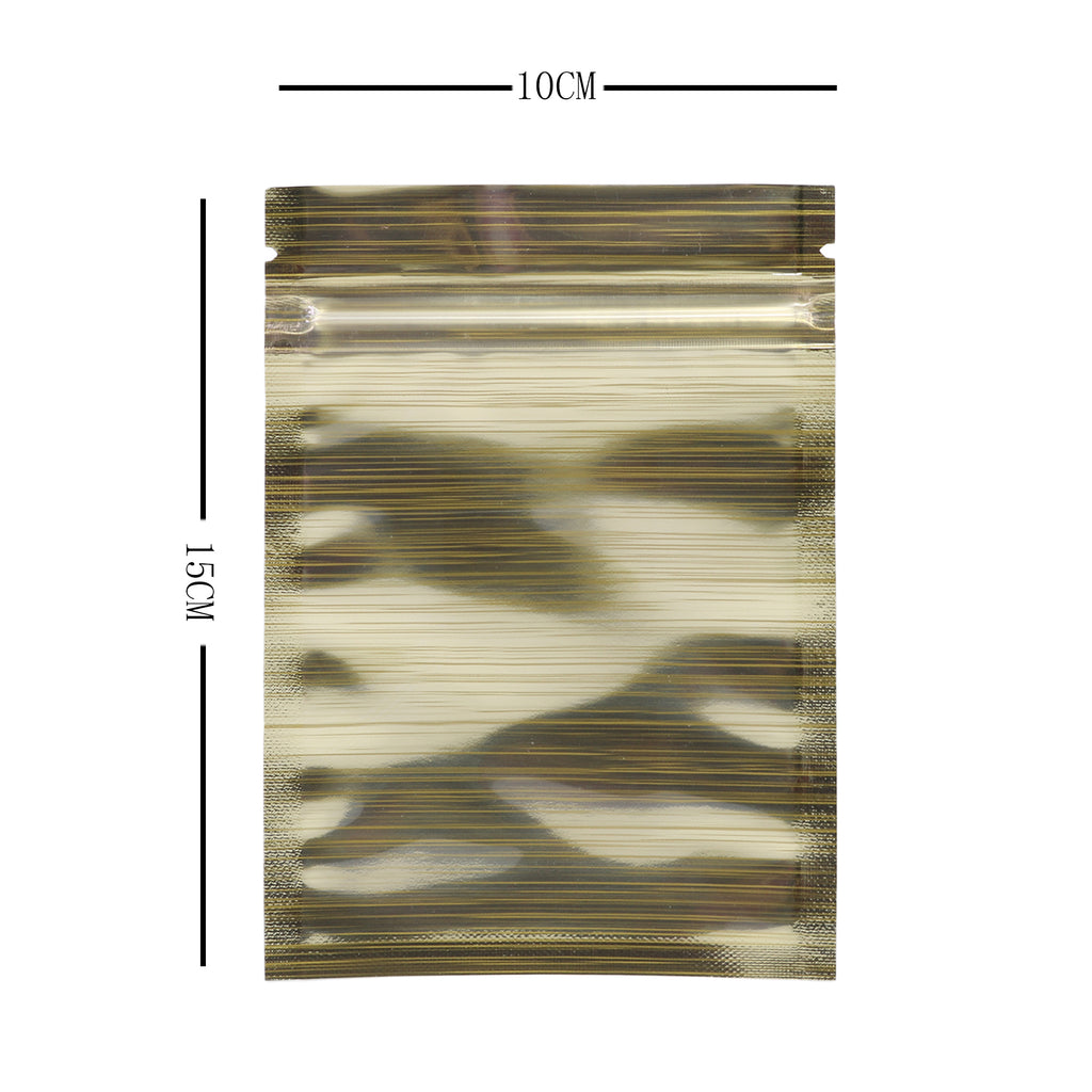 High Quality Glossy Gold Aluminum Foil Ziplock Pouches Smell Proof One Side Clear Flat Bottom Myalr Package Bags