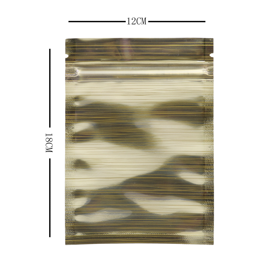 High Quality Glossy Gold Aluminum Foil Ziplock Pouches Smell Proof One Side Clear Flat Bottom Myalr Package Bags