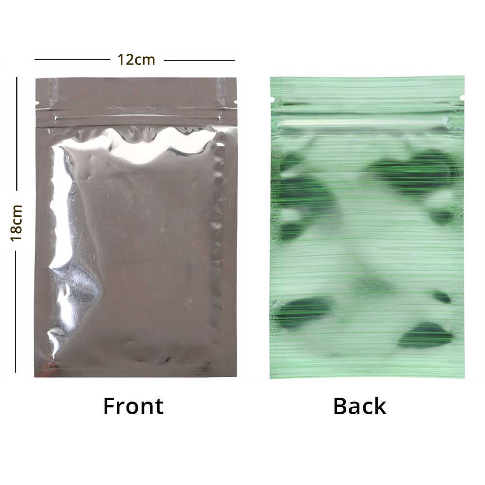 Flat Bottom Glossy Green Mylar Bags Aluminum Foil High Quality Heat Seal Ziplock Pouches With Window