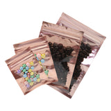 Glossy Orange Plastic Open Top Bags Resealable Smell Proof Flat Bottom Ziplock Coffee Bean Candy Storage  Pouch With Clear Window