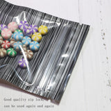 One Side Clear Zip Lock Pouches Eco-friendly Aluminum Foil Heat sealing Flat Bottom Glossy Black Mylar Package Bags