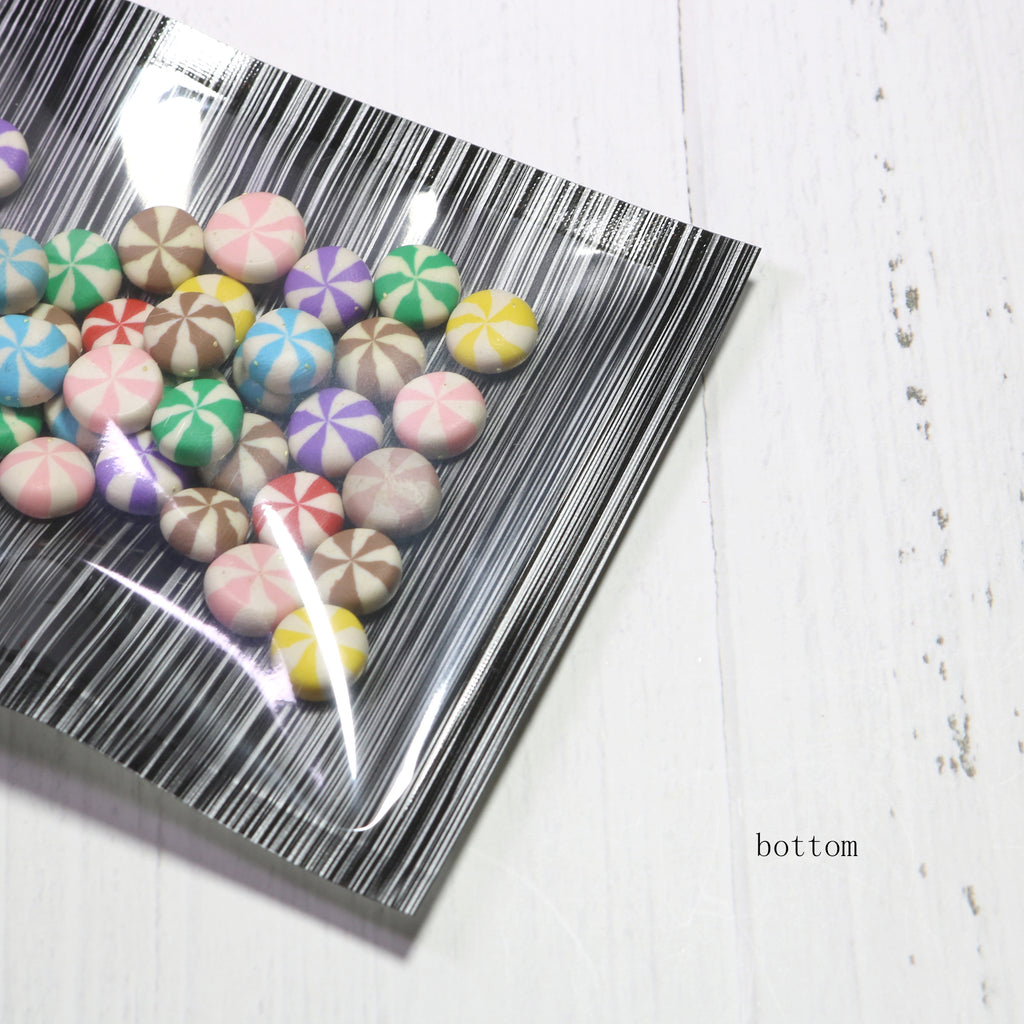 One Side Clear Zip Lock Pouches Eco-friendly Aluminum Foil Heat sealing Flat Bottom Glossy Black Mylar Package Bags