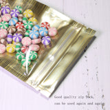 High Quality Glossy Gold Aluminum Foil Ziplock Pouches Smell Proof One Side Clear Flat Bottom Myalr Package Bags