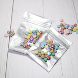 Various Size Glossy Silver Aluminum Foil Mylar Package Bags Smell Proof Sealing Flat Bottom Ziplock Pouches
