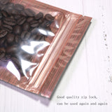 Glossy Orange Plastic Open Top Bags Resealable Smell Proof Flat Bottom Ziplock Coffee Bean Candy Storage  Pouch With Clear Window