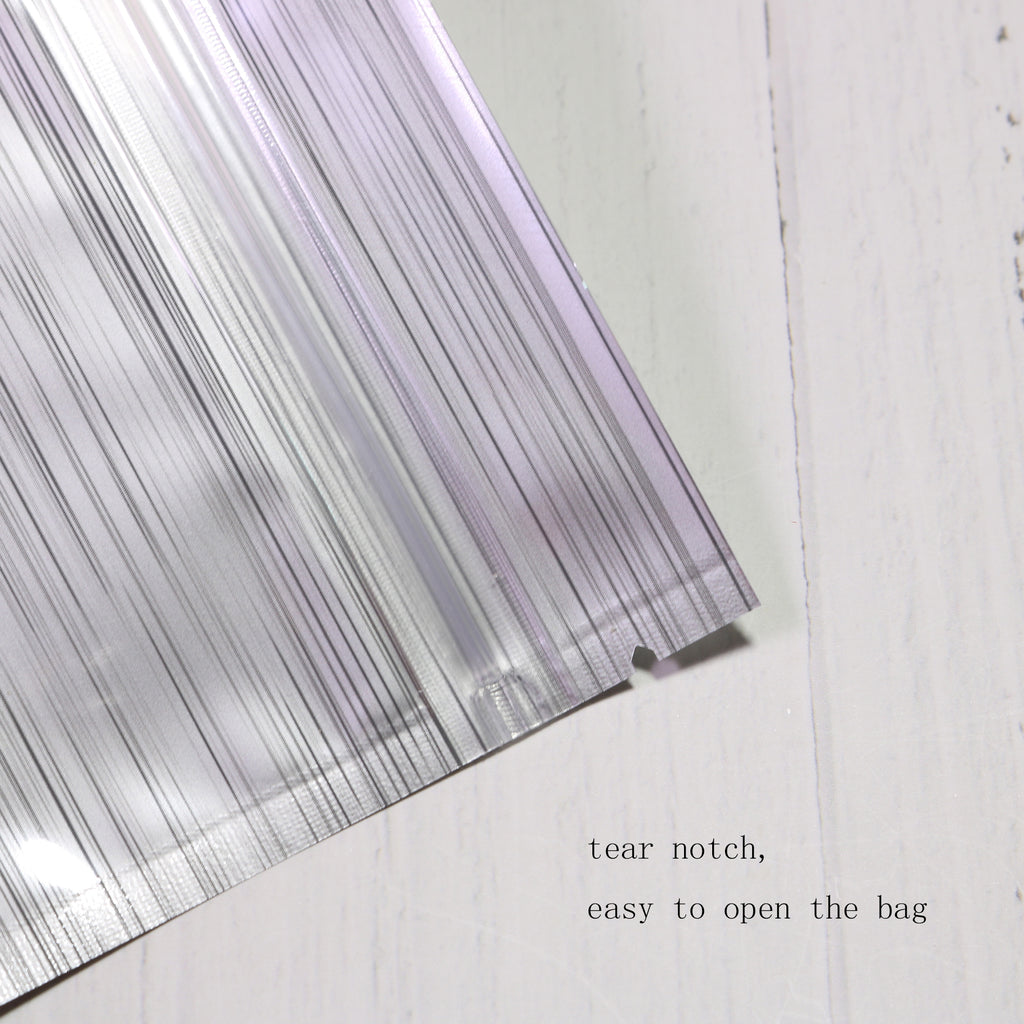 Various Size Glossy Silver Aluminum Foil Mylar Package Bags Smell Proof Sealing Flat Bottom Ziplock Pouches