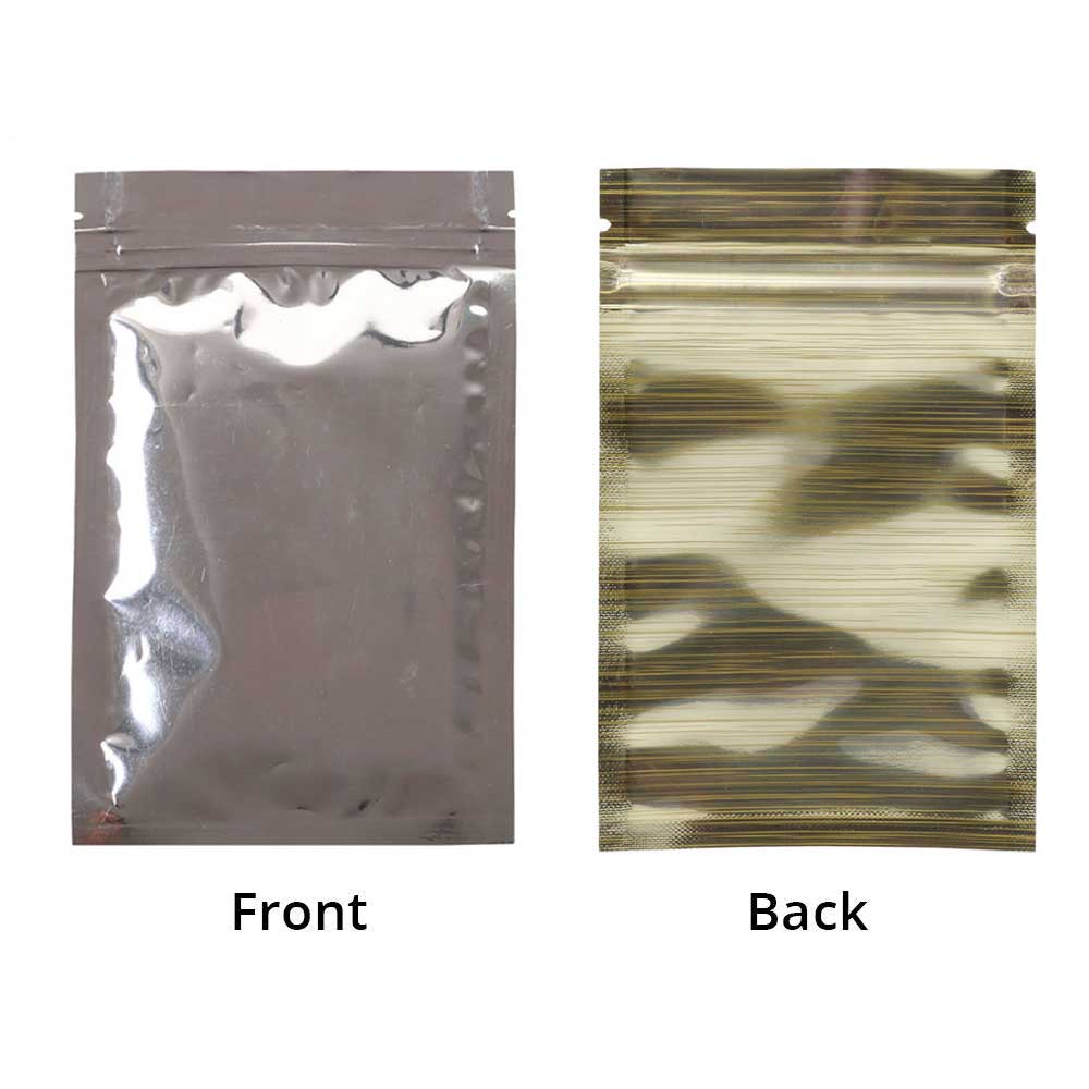 High Quality Glossy Gold Aluminum Foil Ziplock Pouches Smell Proof One Side Clear Flat Bottom Myalr Package Bags