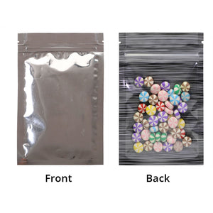 Various Size Glossy Silver Aluminum Foil Mylar Package Bags Smell Proof Sealing Flat Bottom Ziplock Pouches