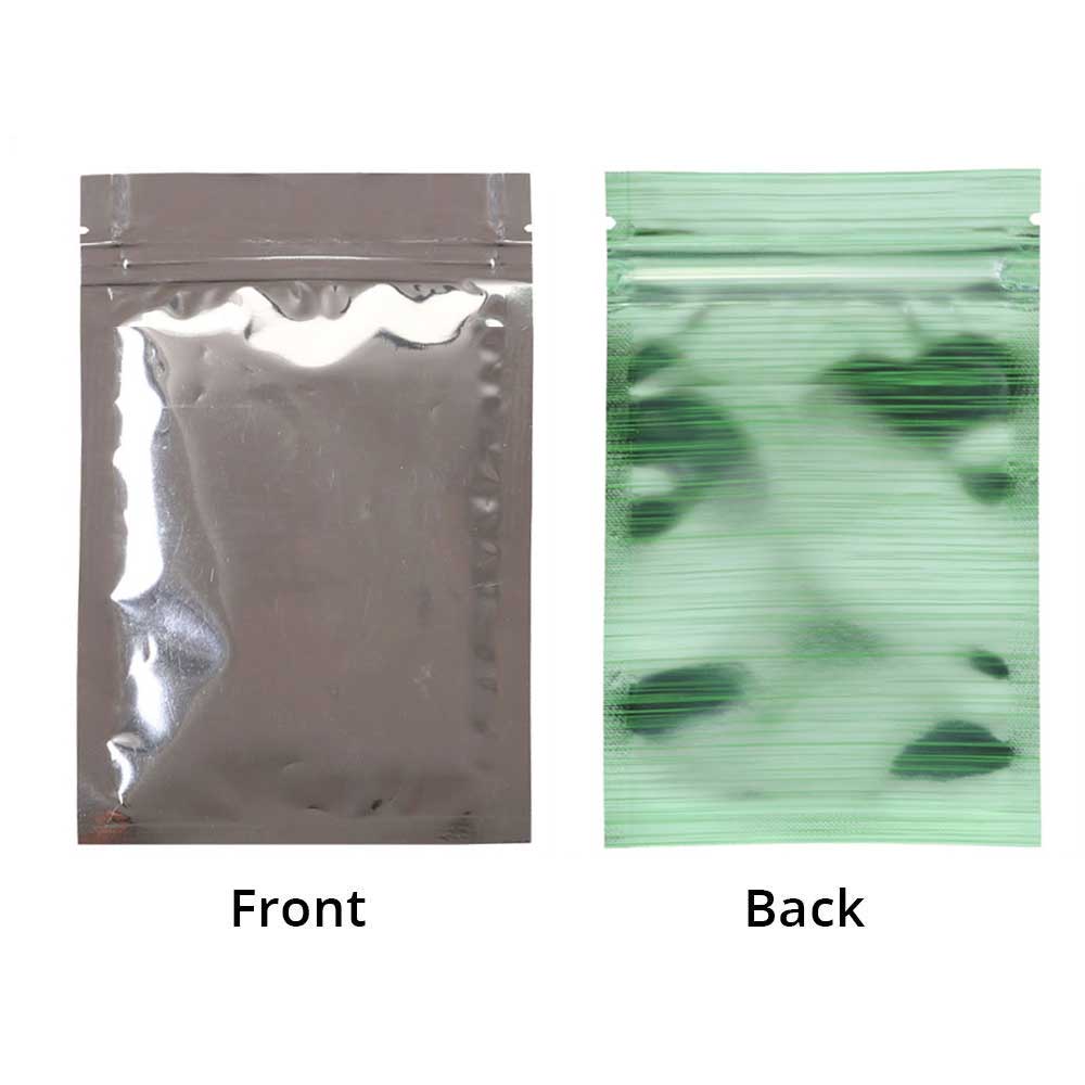 Flat Bottom Glossy Green Mylar Bags Aluminum Foil High Quality Heat Seal Ziplock Pouches With Window