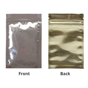 High Quality Glossy Gold Aluminum Foil Ziplock Pouches Smell Proof One Side Clear Flat Bottom Myalr Package Bags