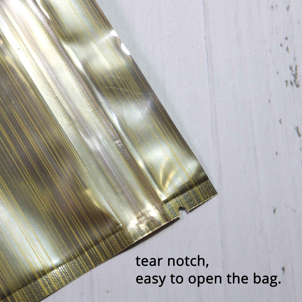 High Quality Glossy Gold Aluminum Foil Ziplock Pouches Smell Proof One Side Clear Flat Bottom Myalr Package Bags