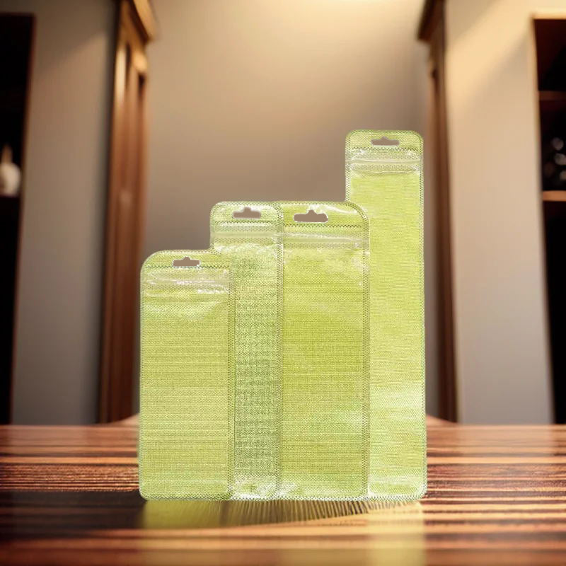 Various Size Long Shape Clear Window Gold Zip Lock Pouch Resealable ReusableProduct Packaging Ziplock Bag